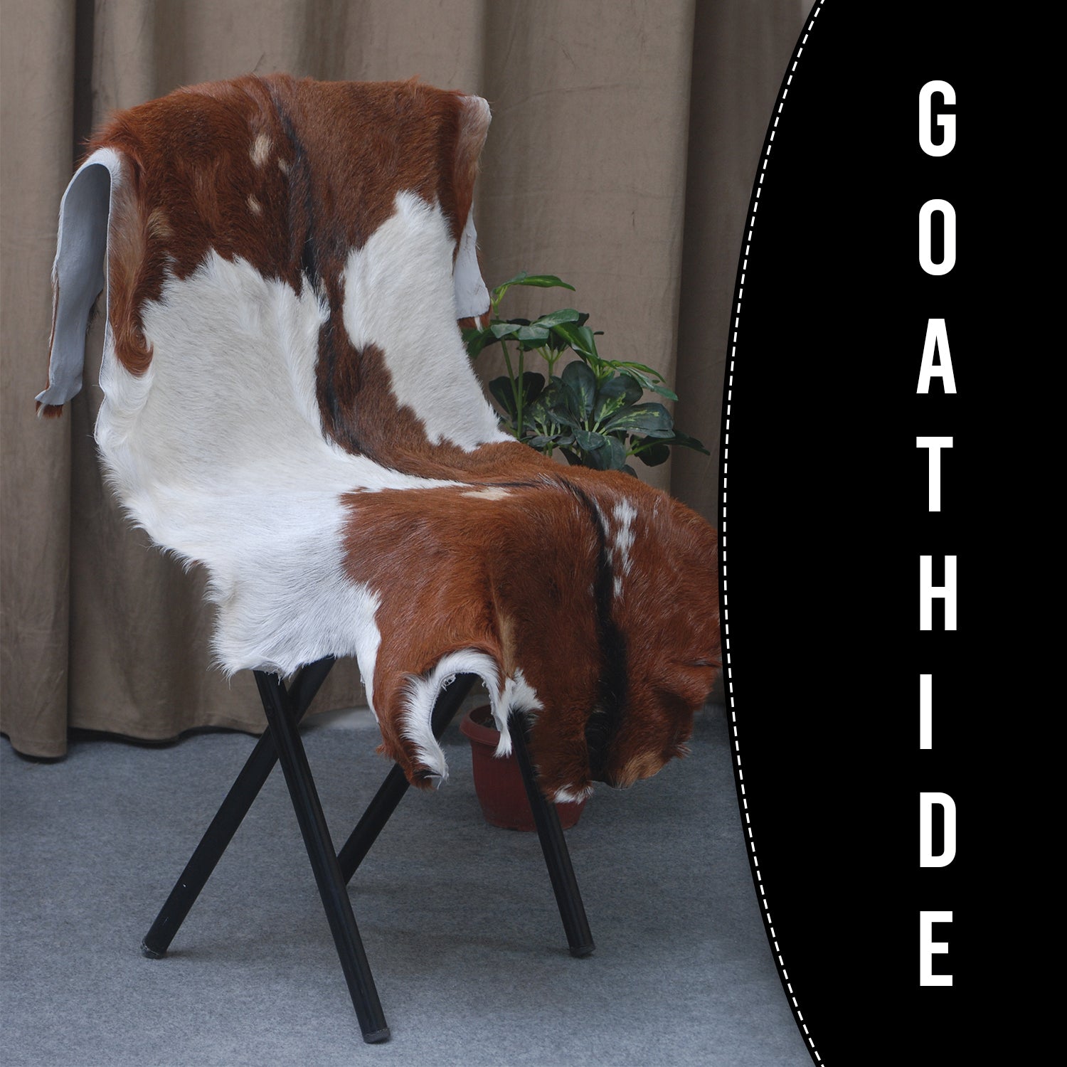 Handcrafted Dark Brown Goat Skin Rug - Genuine Leather for Luxurious Décor