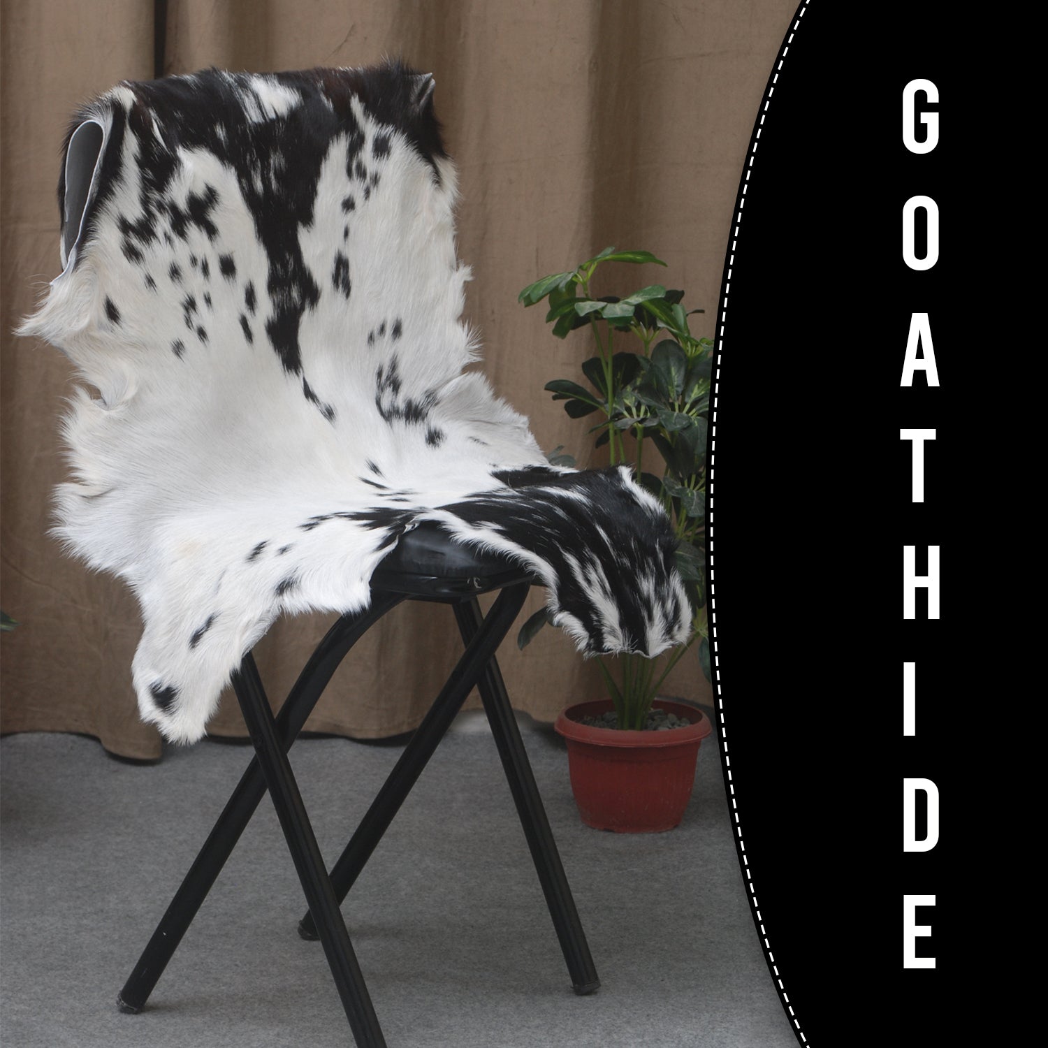 Stylish Black and White Goat Hide Rug - Unique Natural Pattern for Modern Homes