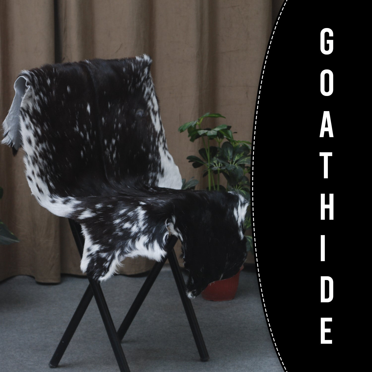 Authentic Hair-On Goat Skin Rug - Black and White Pattern for Luxe Décor