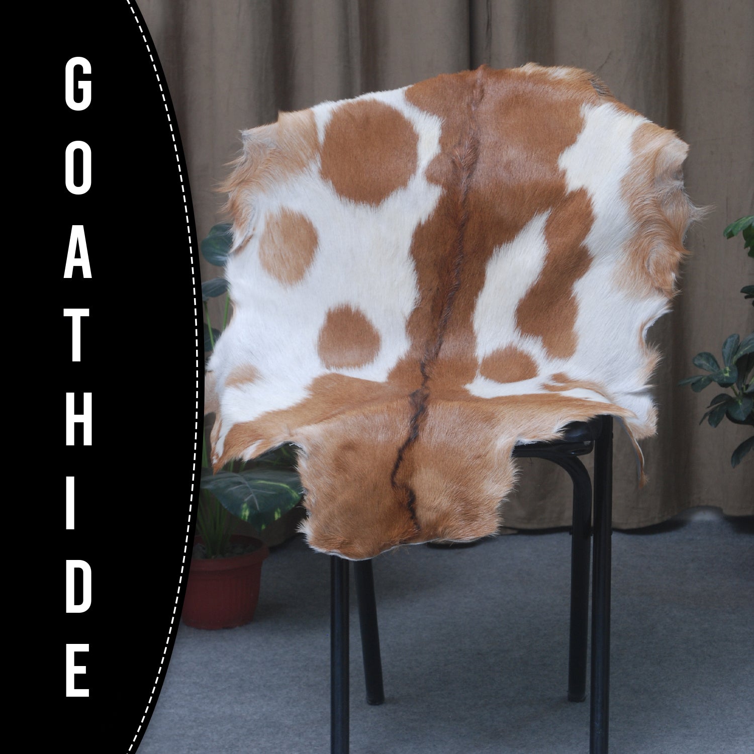 Decorative Brown and White Goat Hide Rug - Perfect for Floor or Wall Accents