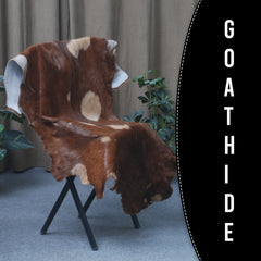 Natural Dark Brown Goat Hide Rug - Perfect for Modern and Rustic Spaces