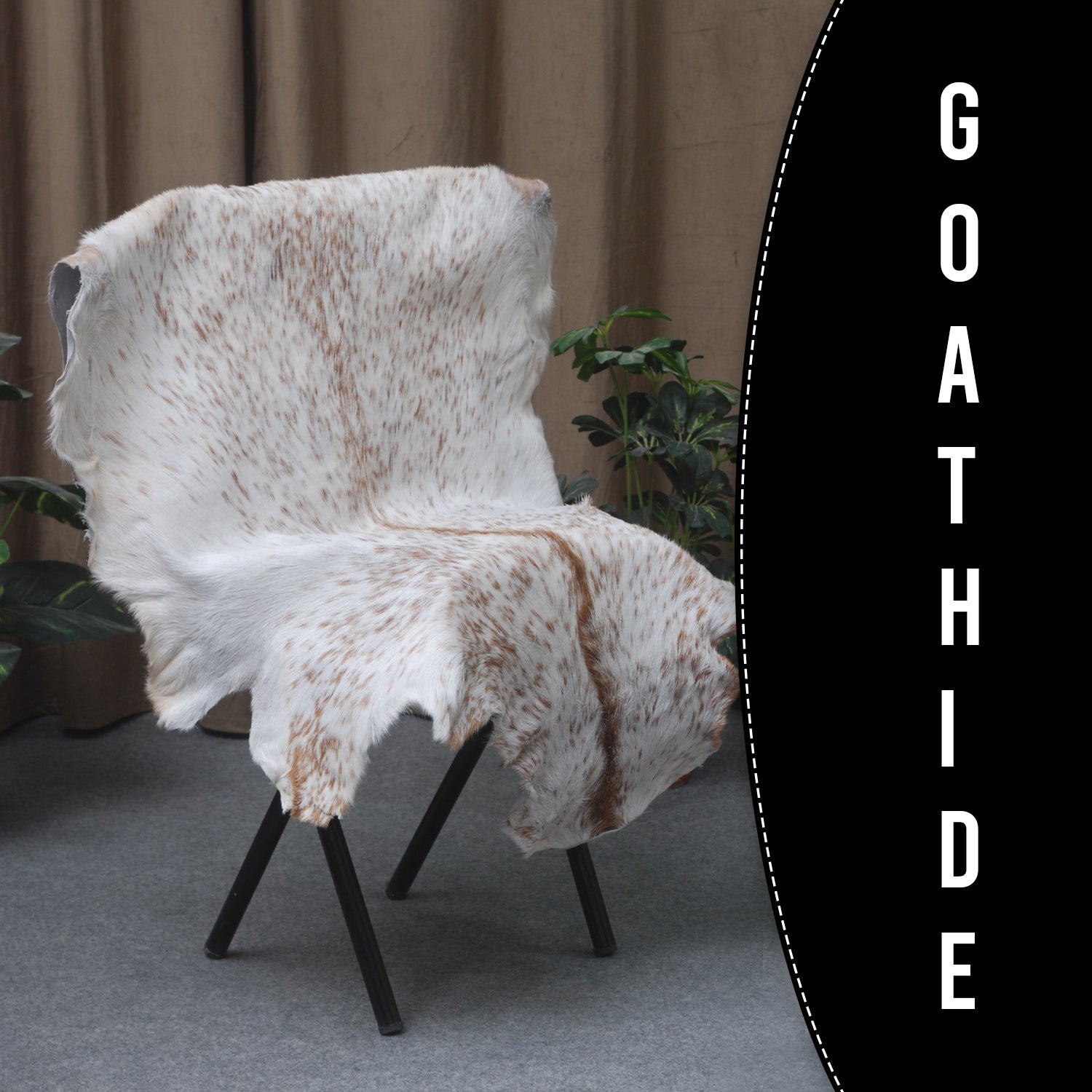 Rustic Brown and White Goat Skin Rug - Unique Pattern for Modern and Classic Décor