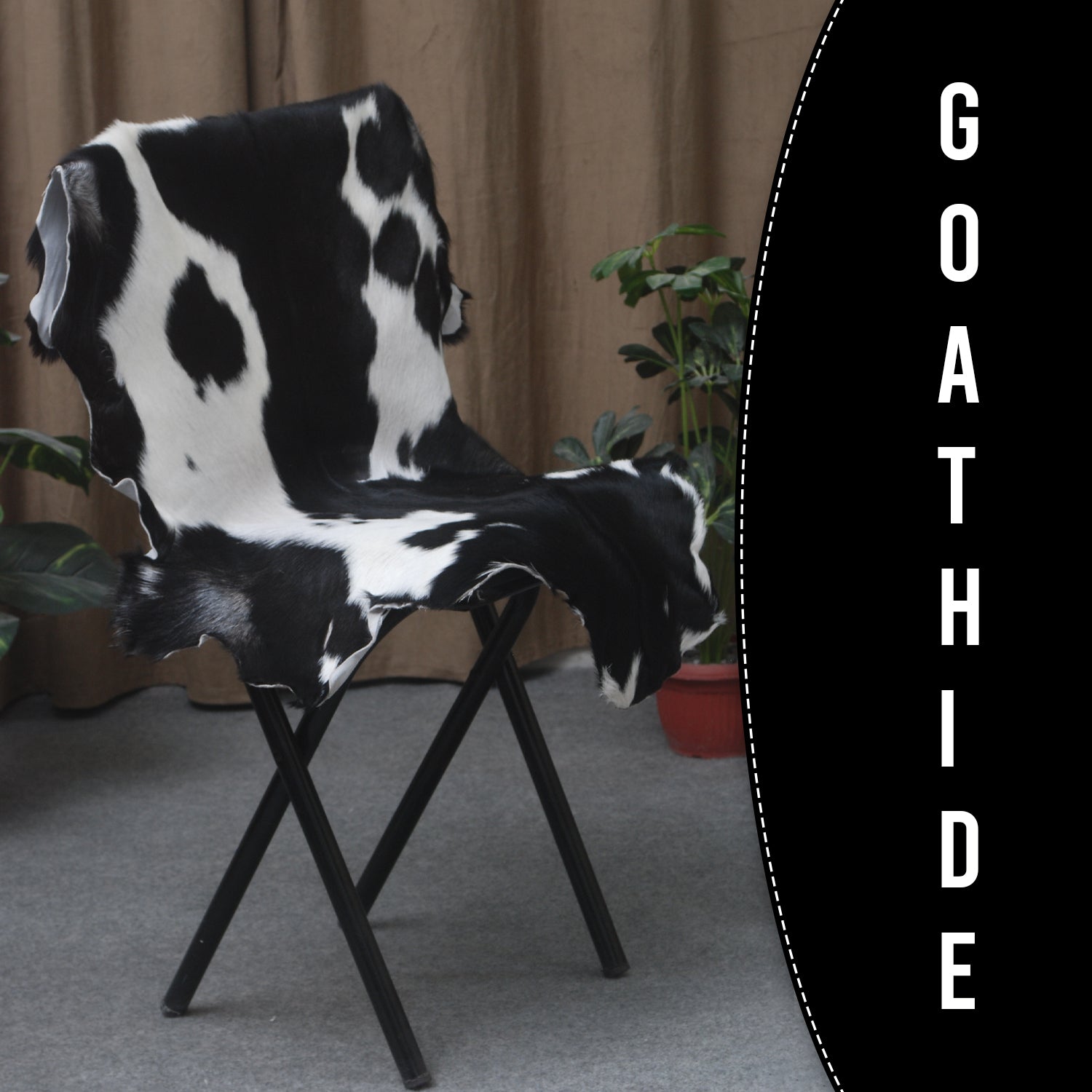 Goat Skin Rug, Black and white Handpicked for Quality, Unique Piece for Sale, Fast UK Delivery