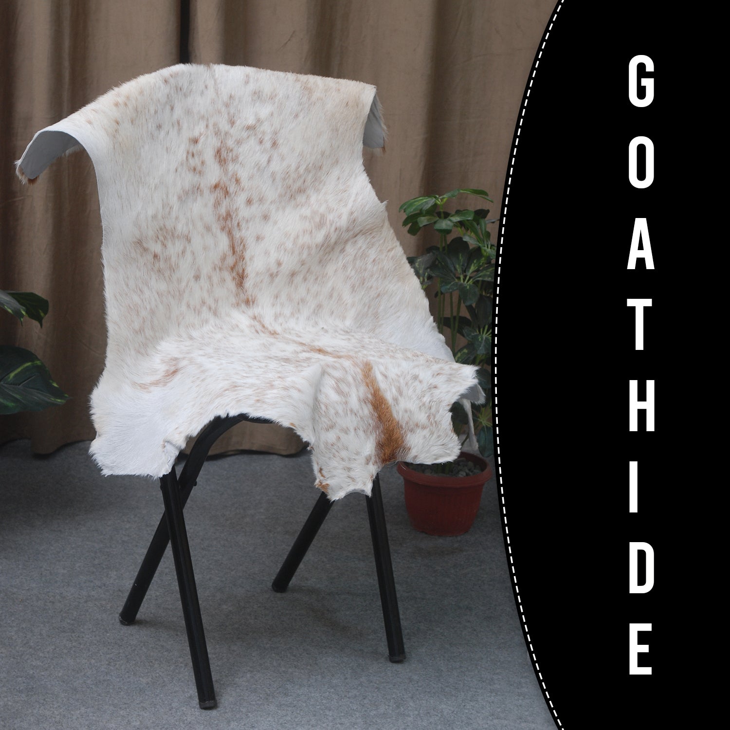 Rustic Brown and White Goat Skin Rug - Unique Pattern for Modern and Classic Décor