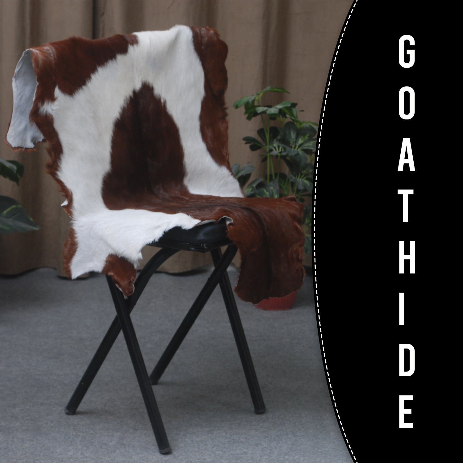 Elegant Dark Brown Goat Skin Rug - Natural Hair-On Accent for Floors or Walls