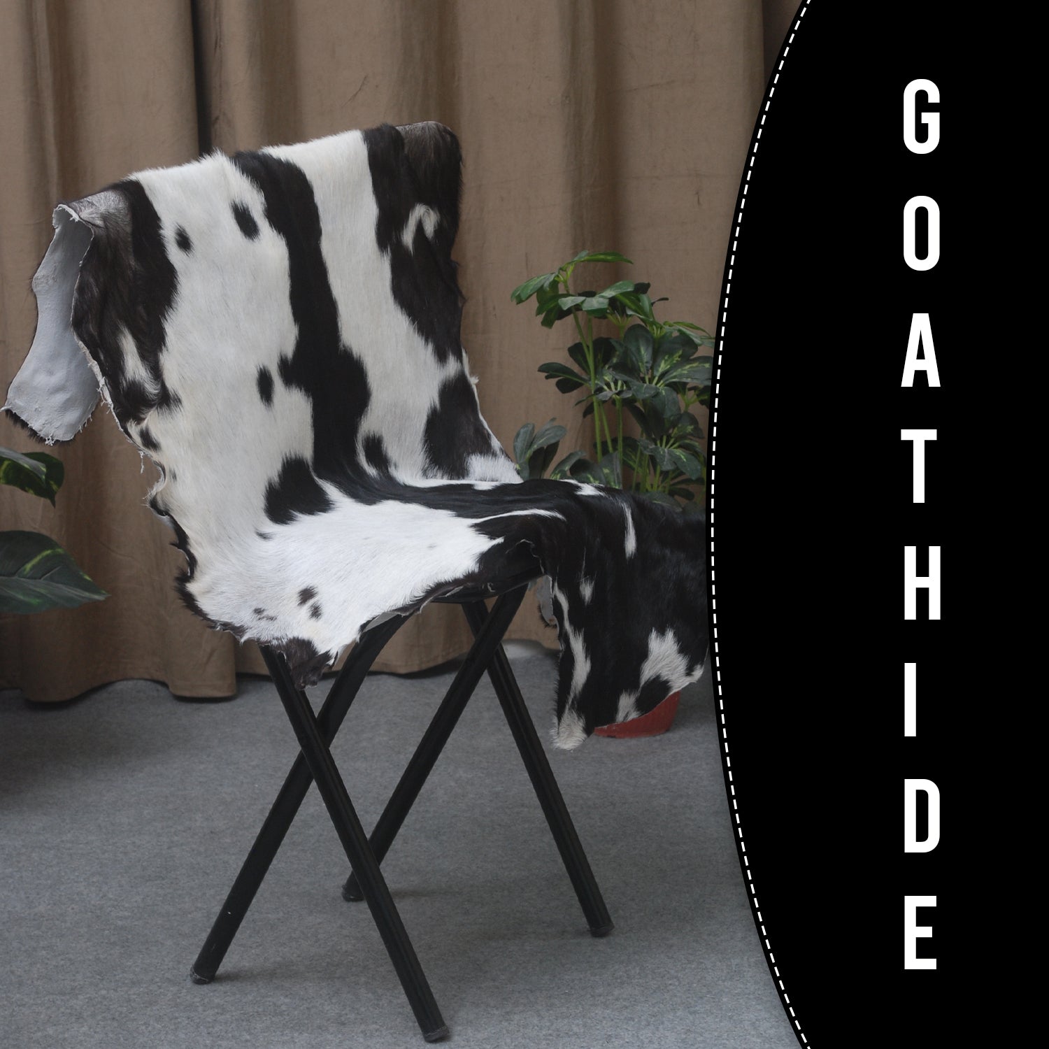 Black and White Handmade Goat Skin Rug – Natural Luxury for Your Home