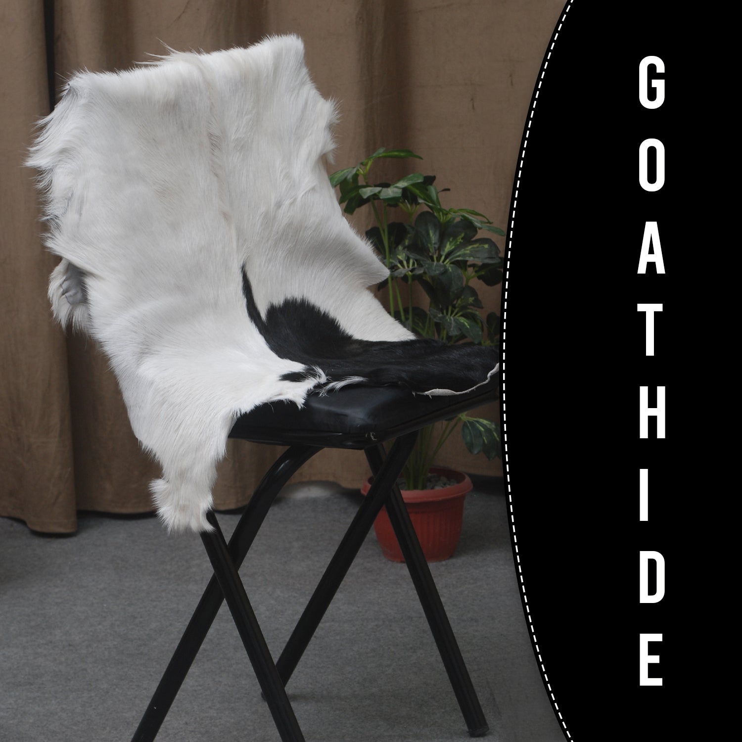 Rustic Black and White Goat Hide Rug - Perfect for Floor or Wall Décor