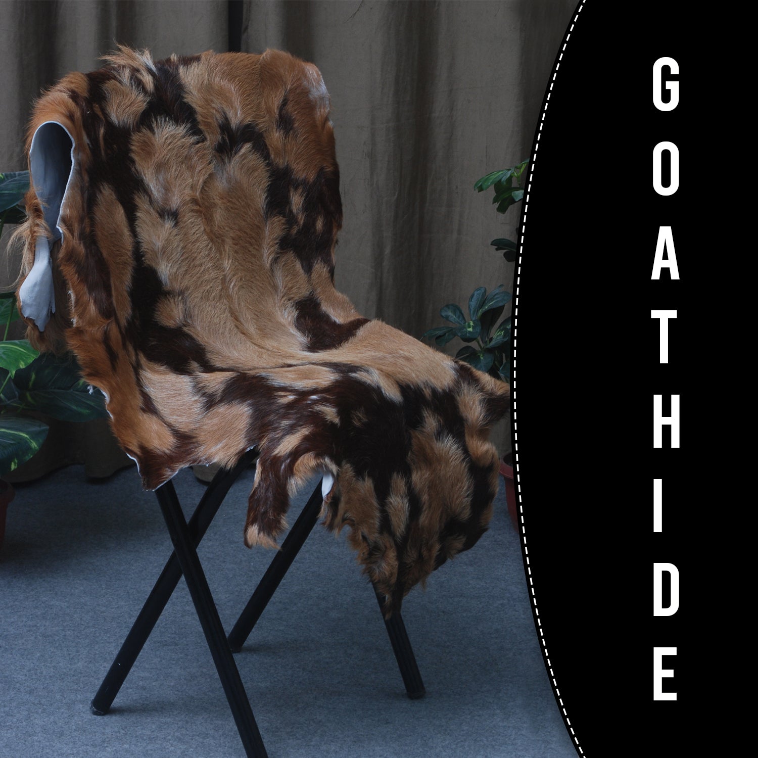 Handcrafted Tri-Color Goat Skin Rug - Soft and Durable for Elegant Interiors