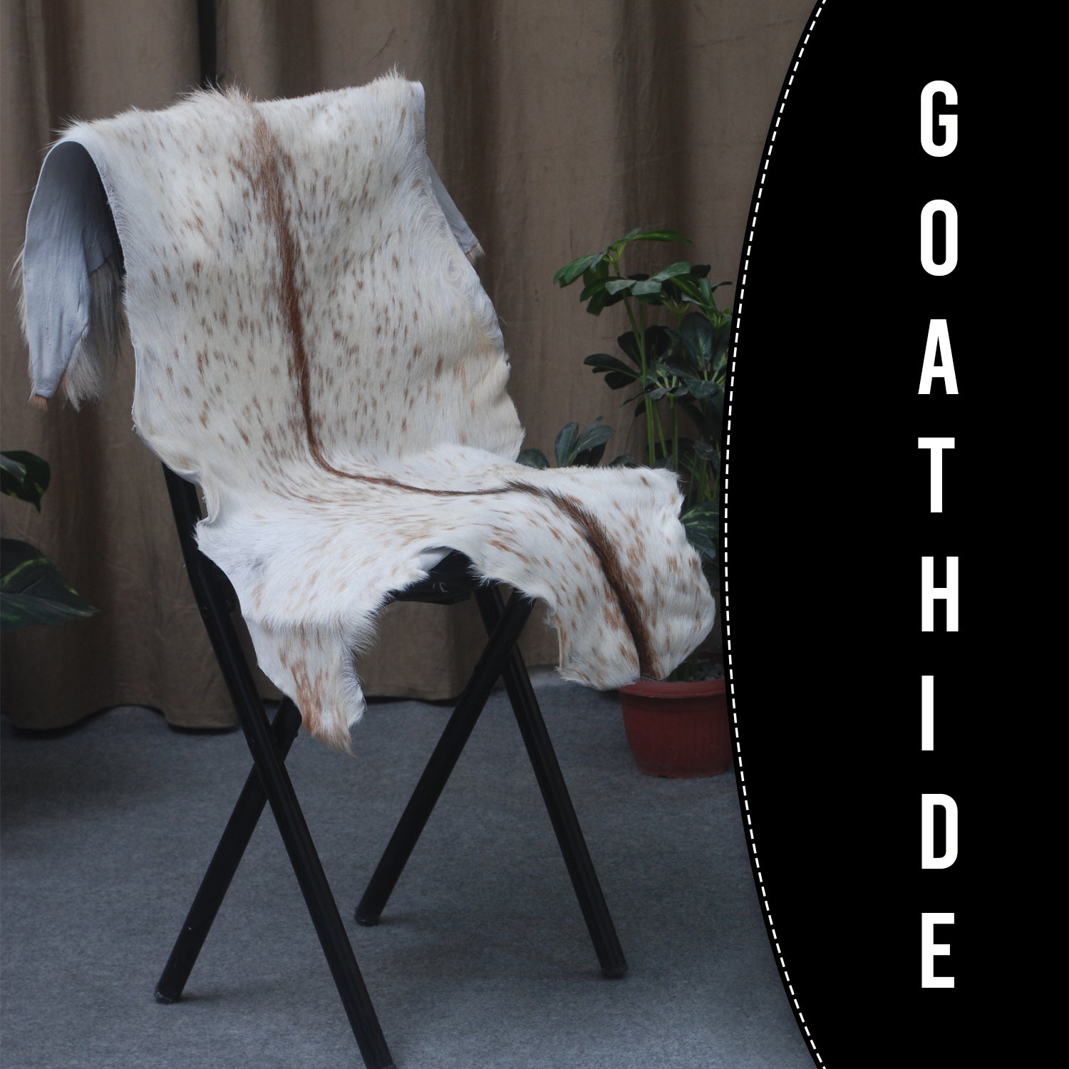 Handcrafted Brown and White Goat Skin Rug - Soft, Durable, and Elegant Décor