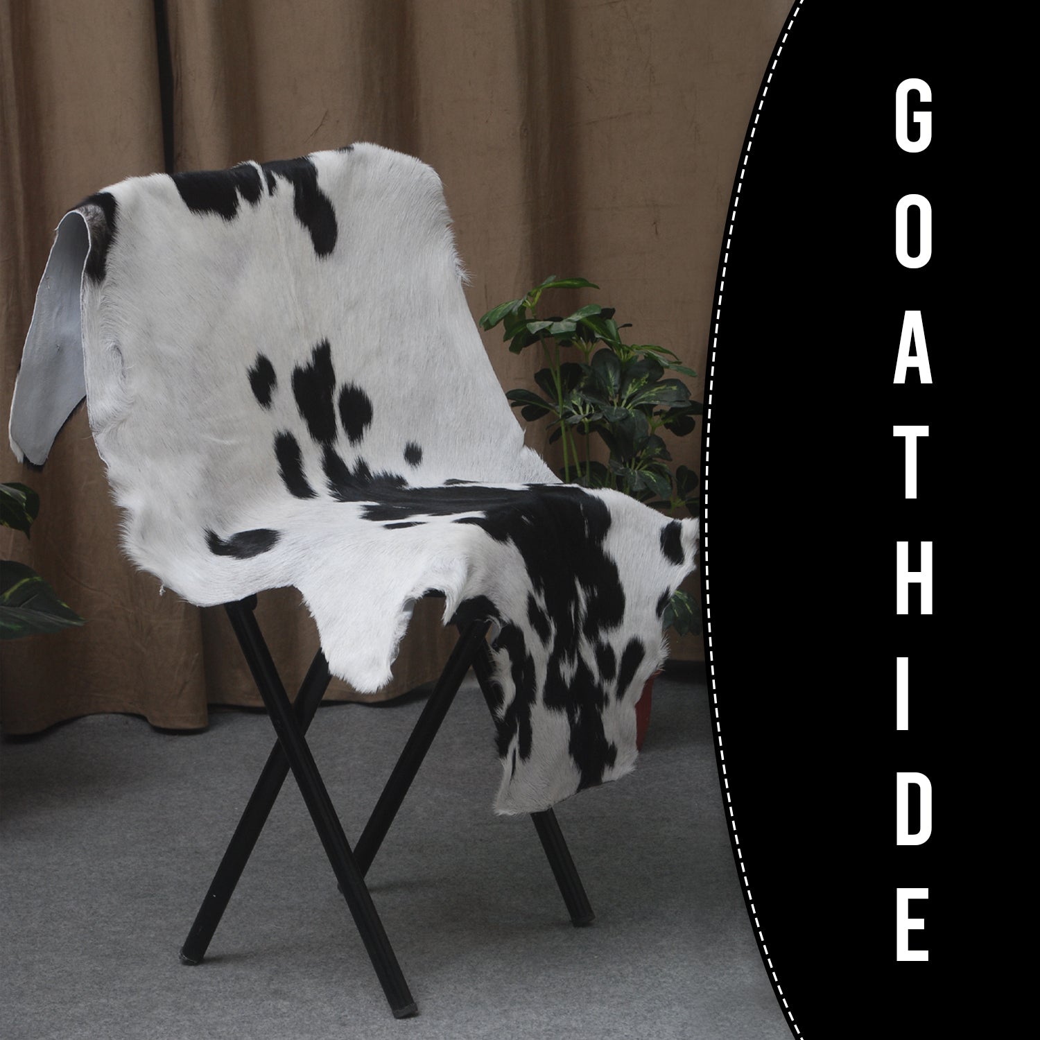 Stylish Black and White Goat Hide Rug - Unique Natural Pattern for Modern Homes