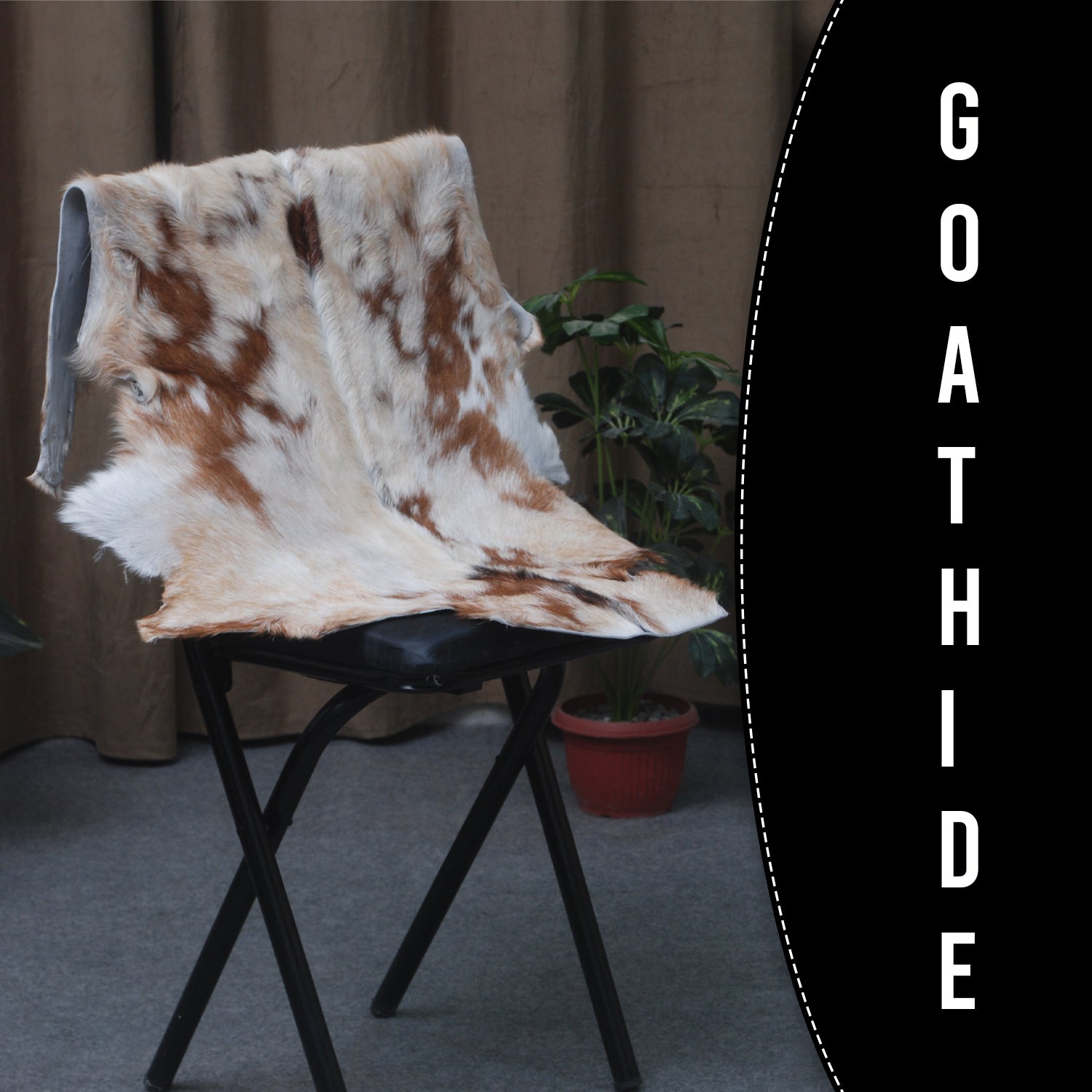 Natural Tri-Color Goat Hide Rug - Luxurious Accent for Rustic and Modern Spaces