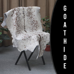 Luxurious Dark Brown Goat Skin Rug - Genuine Hair-On Leather for Elegant Décor