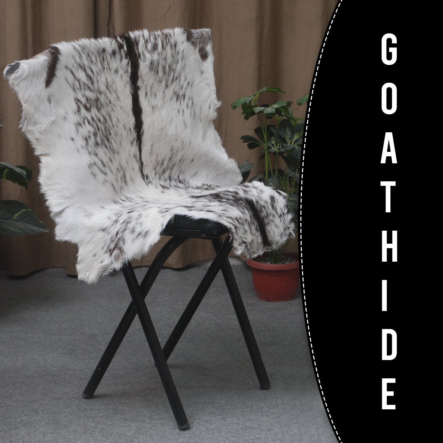 Goat Skin Rug, Black and white Handpicked for Quality, Unique Piece for Sale, Fast UK Delivery