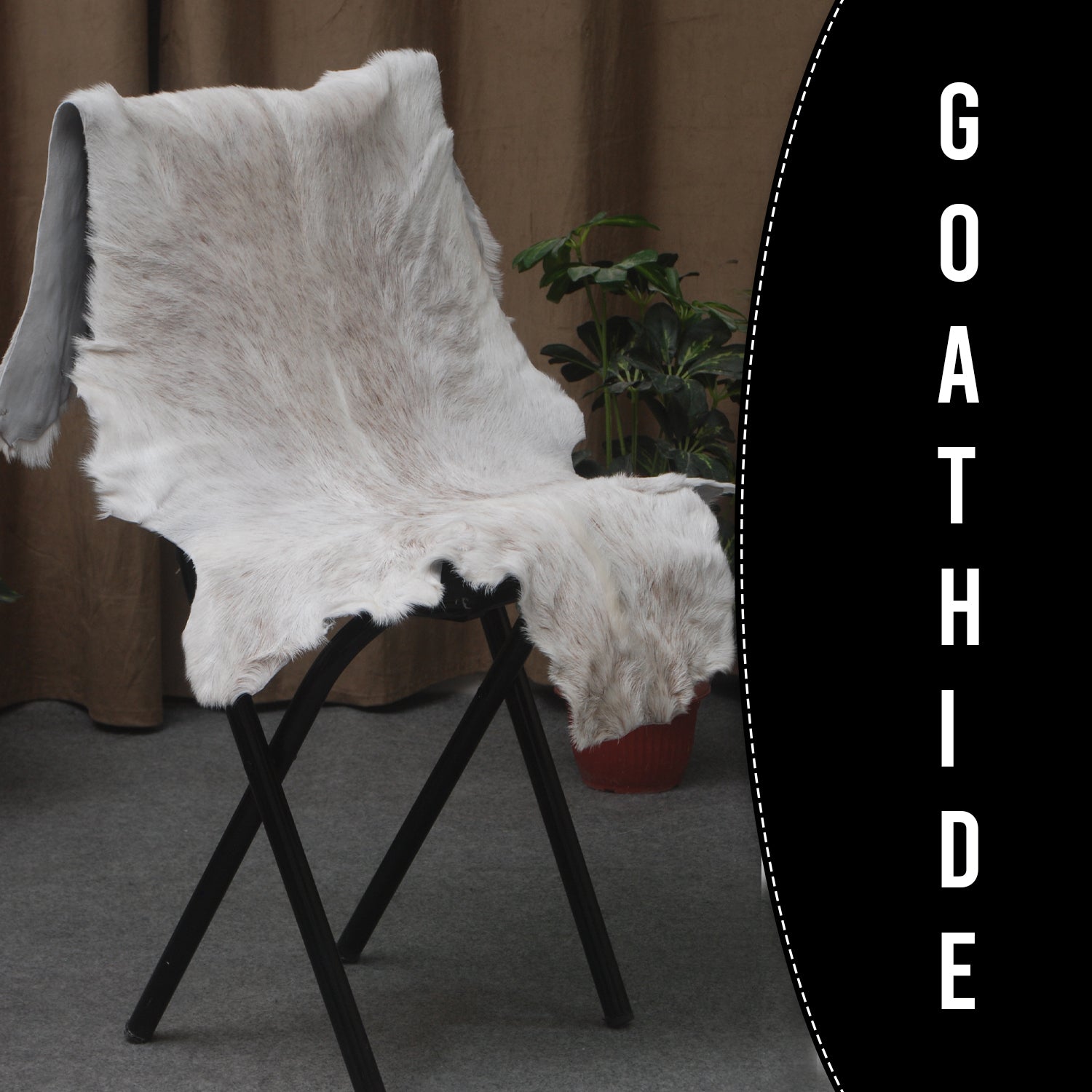 Luxurious Grey and White Natural Goat Skin Rug for Tranquil Wall Decor - Celestial Leather Limited