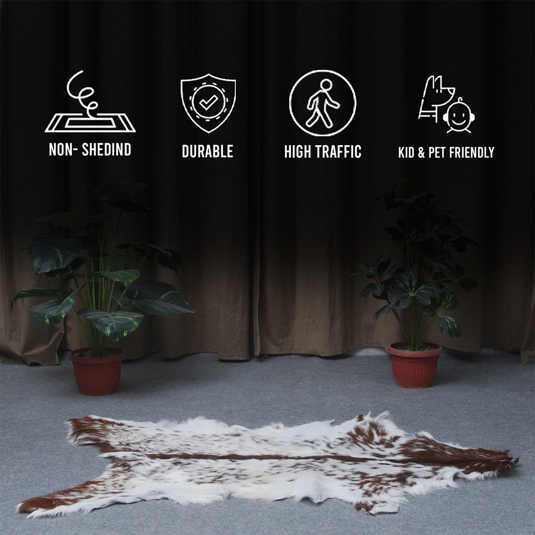 Authentic Hair-On Goat Skin Rug - Rich Dark Brown for Sophisticated Interiors