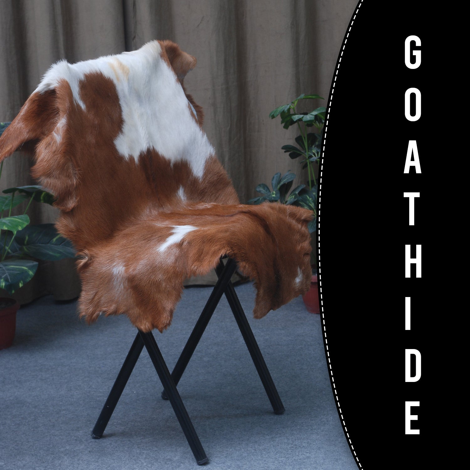 Rustic Dark Brown Goat Hide Rug - Genuine Leather for Timeless Home Styling