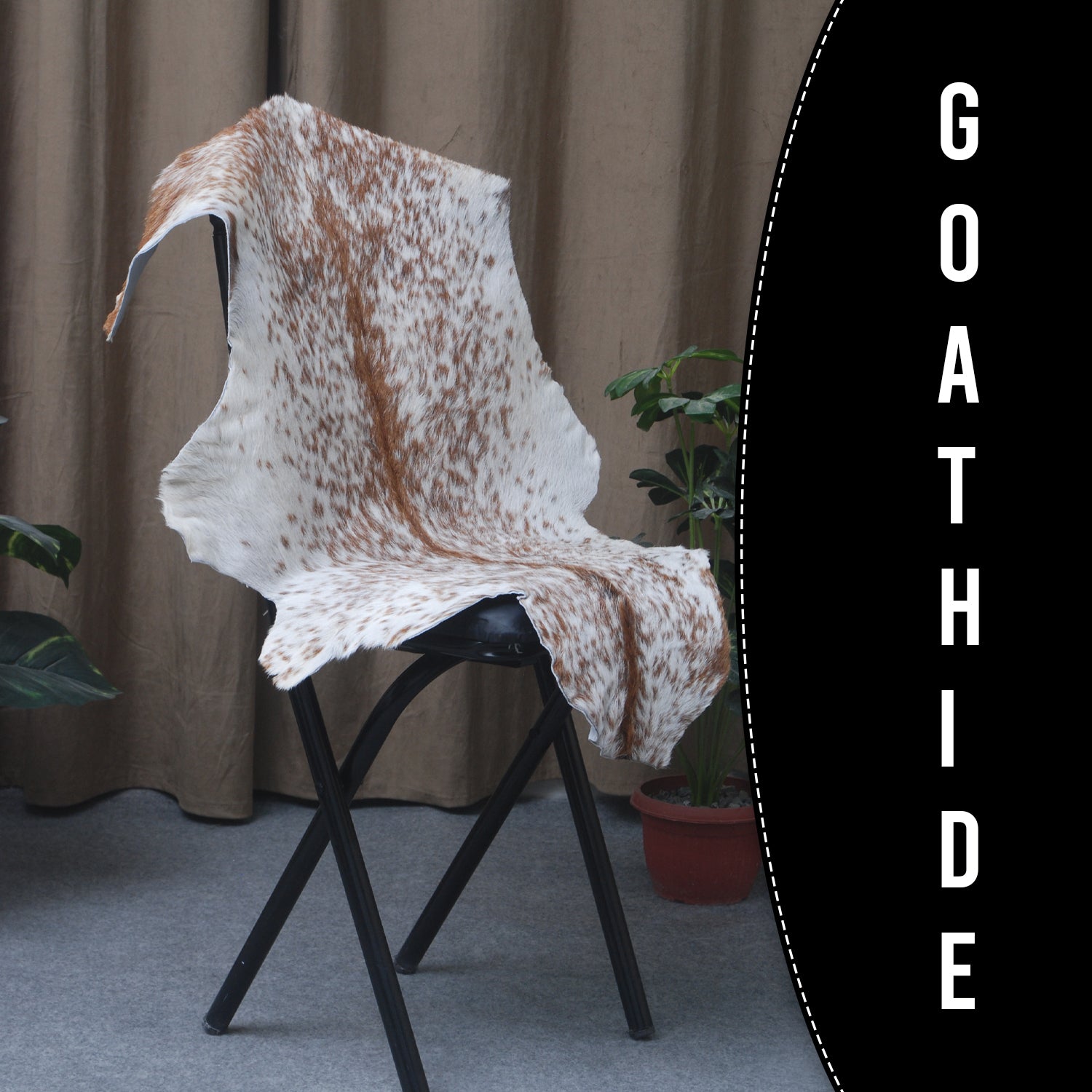 Authentic Hair-On Goat Skin Rug - Brown and White Pattern for Stylish Interiors