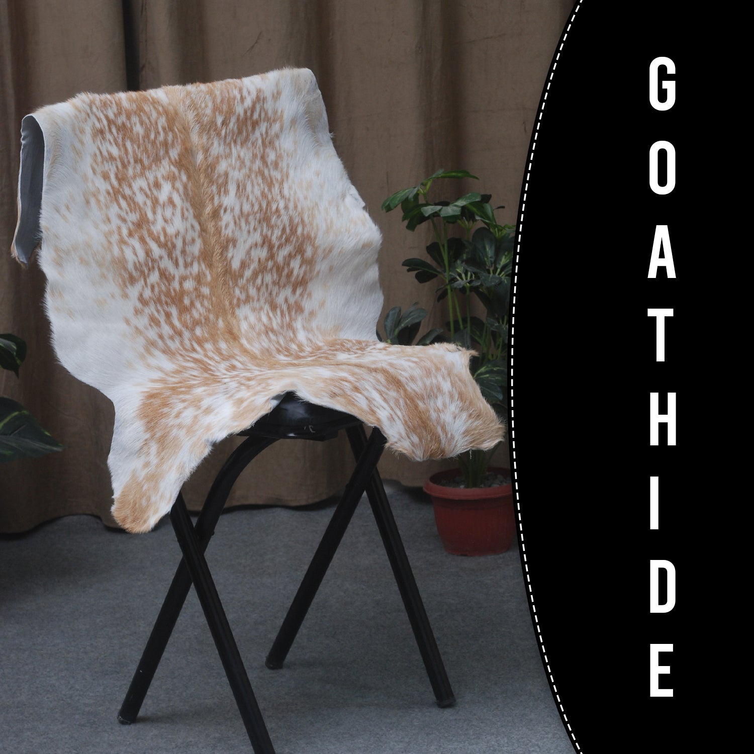 Natural Brown and White Goat Hide Rug - Luxurious Accent for Modern Homes