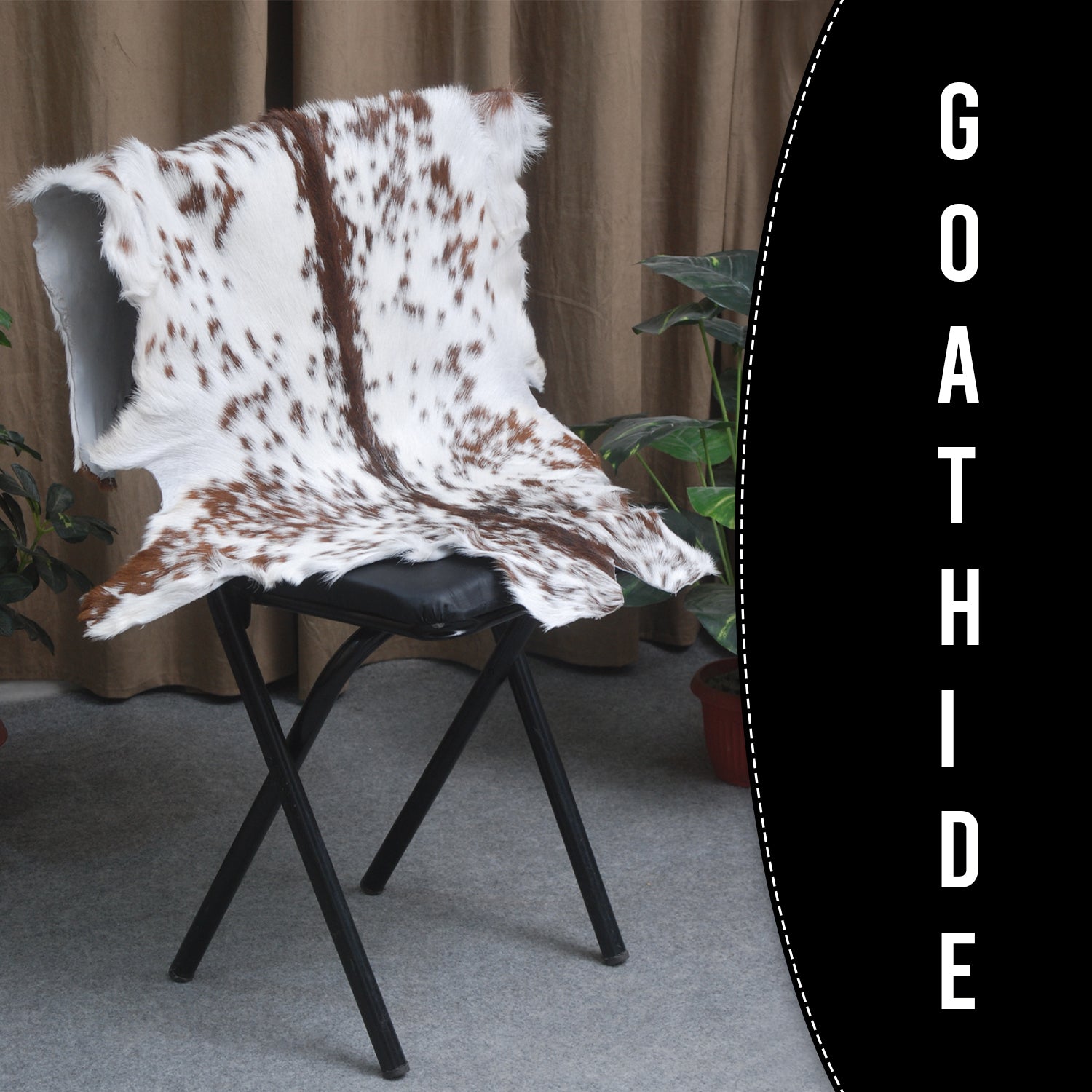 Premium Dark Brown Goat Skin Rug - Rustic Charm for Modern and Classic Interiors