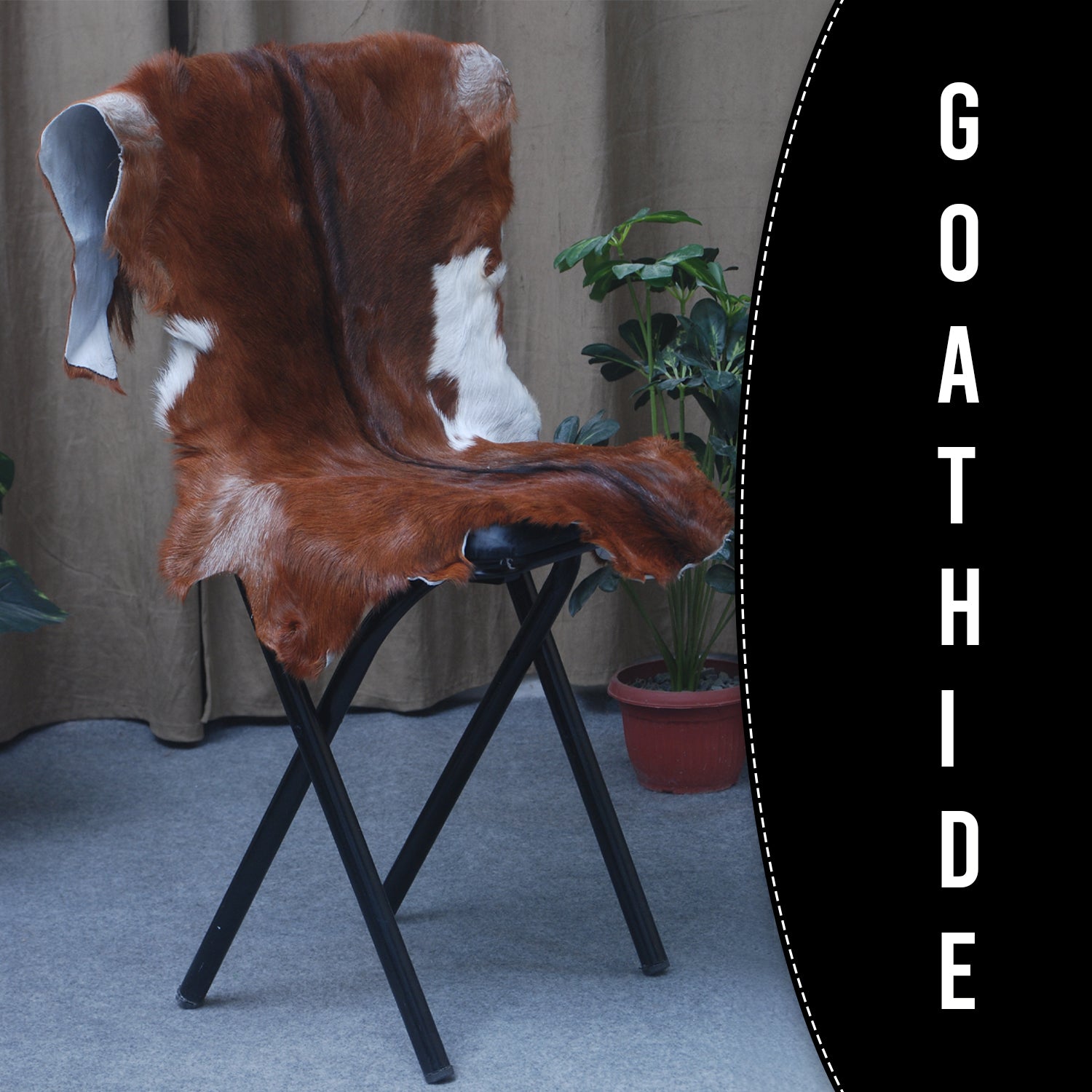 Premium Dark Brown Goat Skin Rug - Rustic Charm for Modern and Classic Interiors