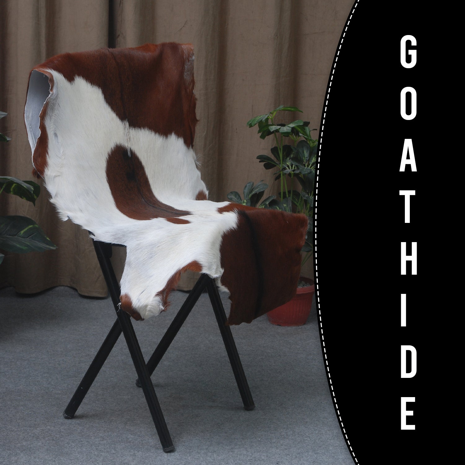 Elegant Dark Brown Goat Skin Rug - Natural Hair-On Accent for Floors or Walls