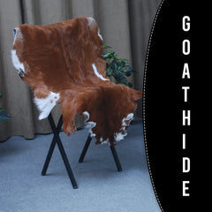 Handcrafted Dark Brown Goat Skin Rug - Genuine Leather for Luxurious Décor