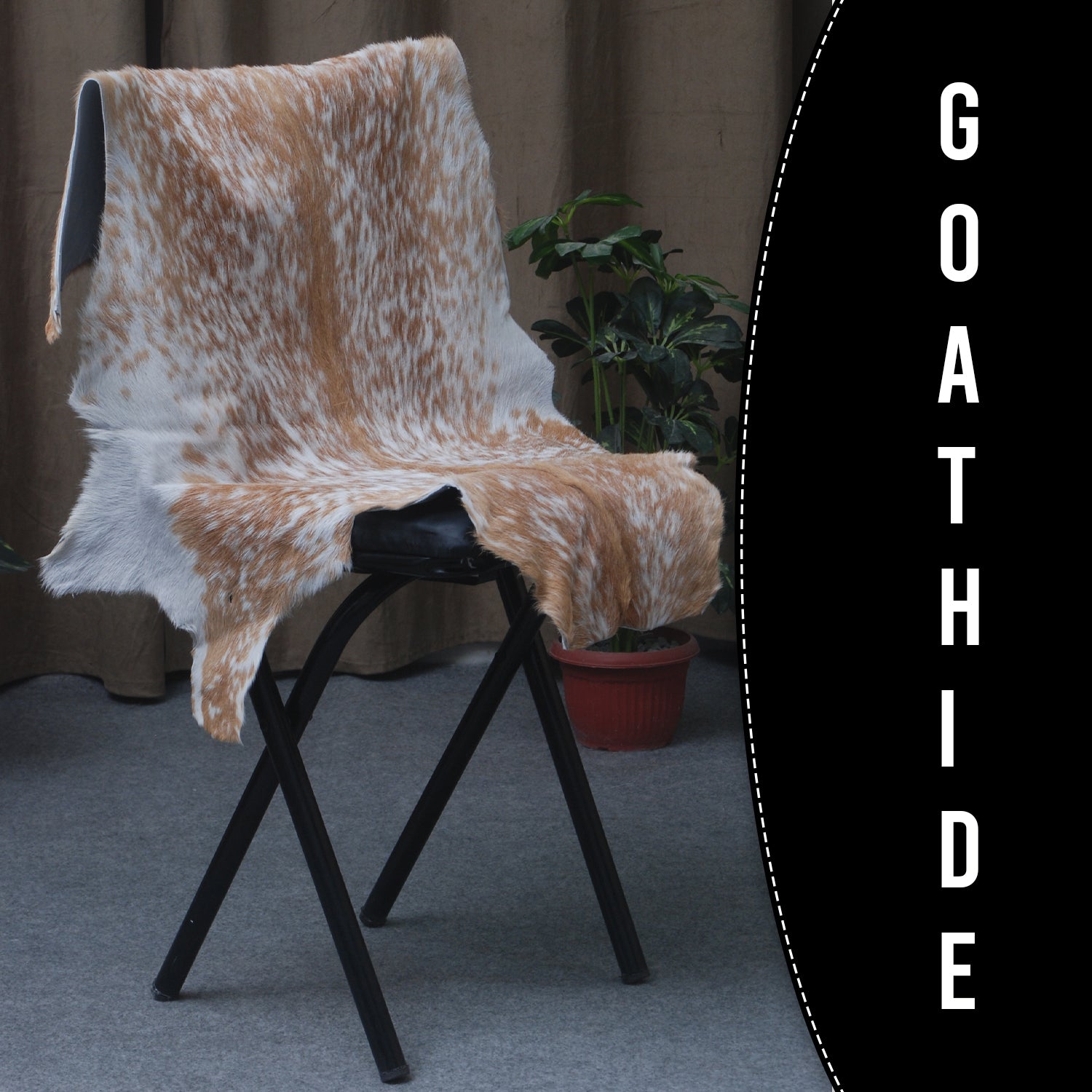 Rustic Brown and White Goat Skin Rug - Unique Pattern for Modern and Classic Décor