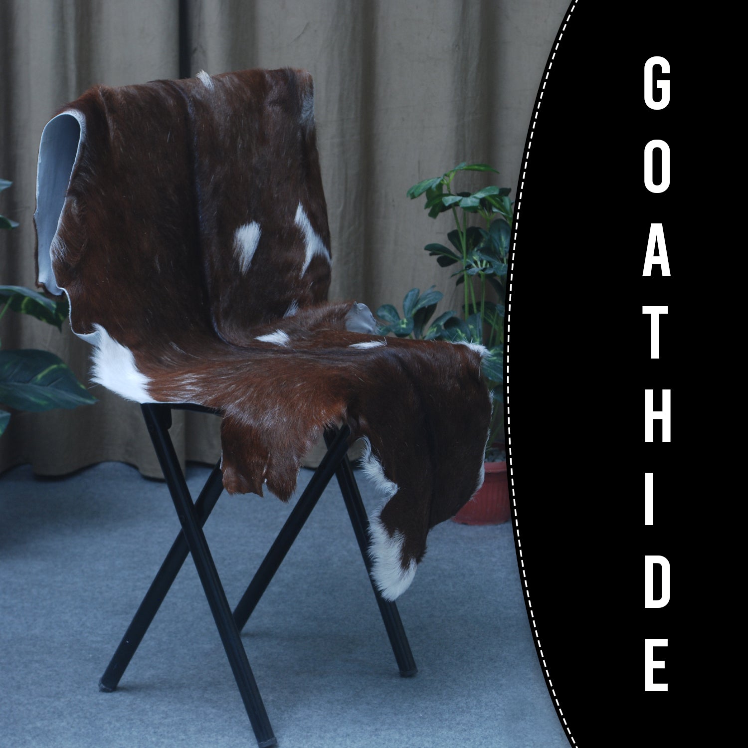 Rustic Dark Brown Goat Hide Rug - Genuine Leather for Timeless Home Styling