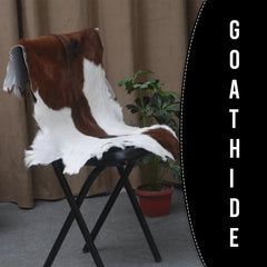 Natural Hair-On Dark Brown Goat Skin Rug - Elegant and Durable for Any Room