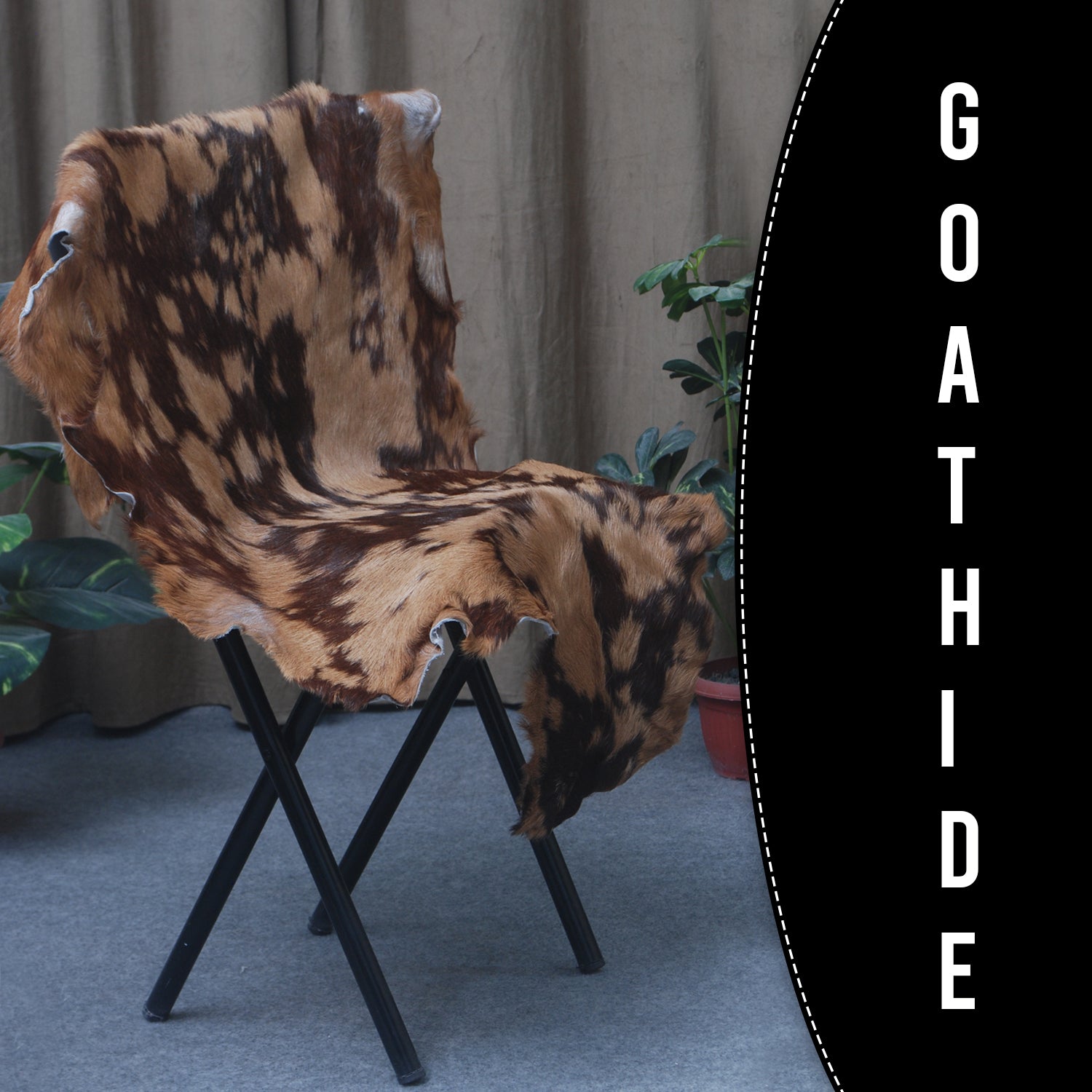 Luxurious Brown & Black Genuine Goat Skin Rug for Home Décor