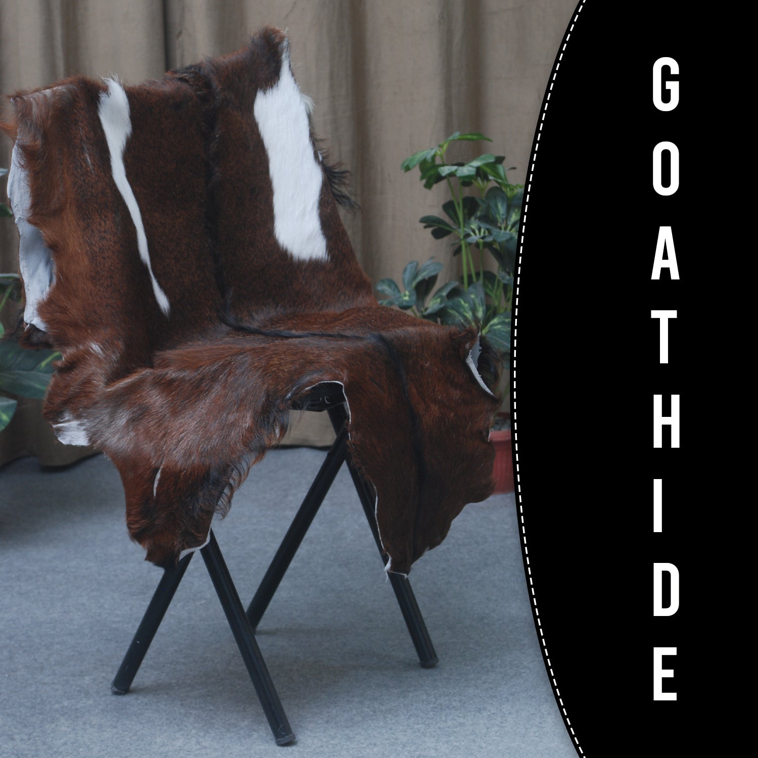 Authentic Dark Brown Goat Hide Rug - Unique Pattern for Modern and Classic Décor