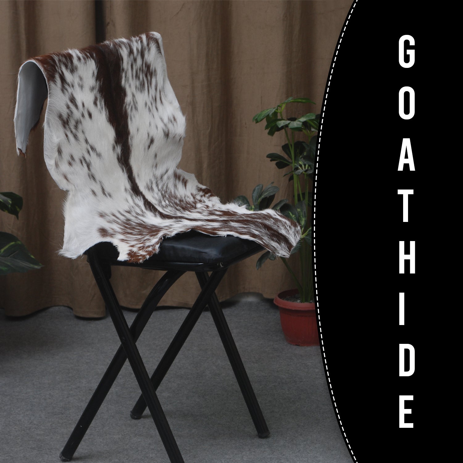 Handcrafted Tri-Color Goat Skin Rug - Soft and Durable for Elegant Interiors