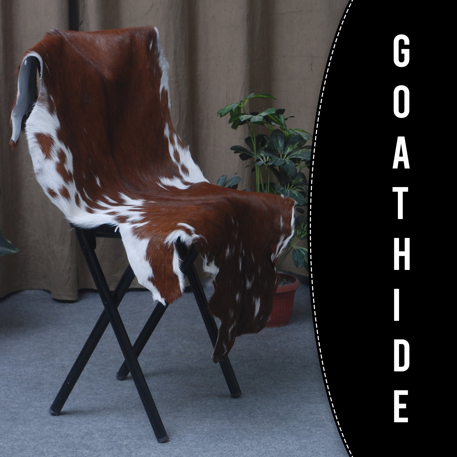 Authentic Dark Brown Goat Hide Rug - Unique Pattern for Modern and Classic Décor