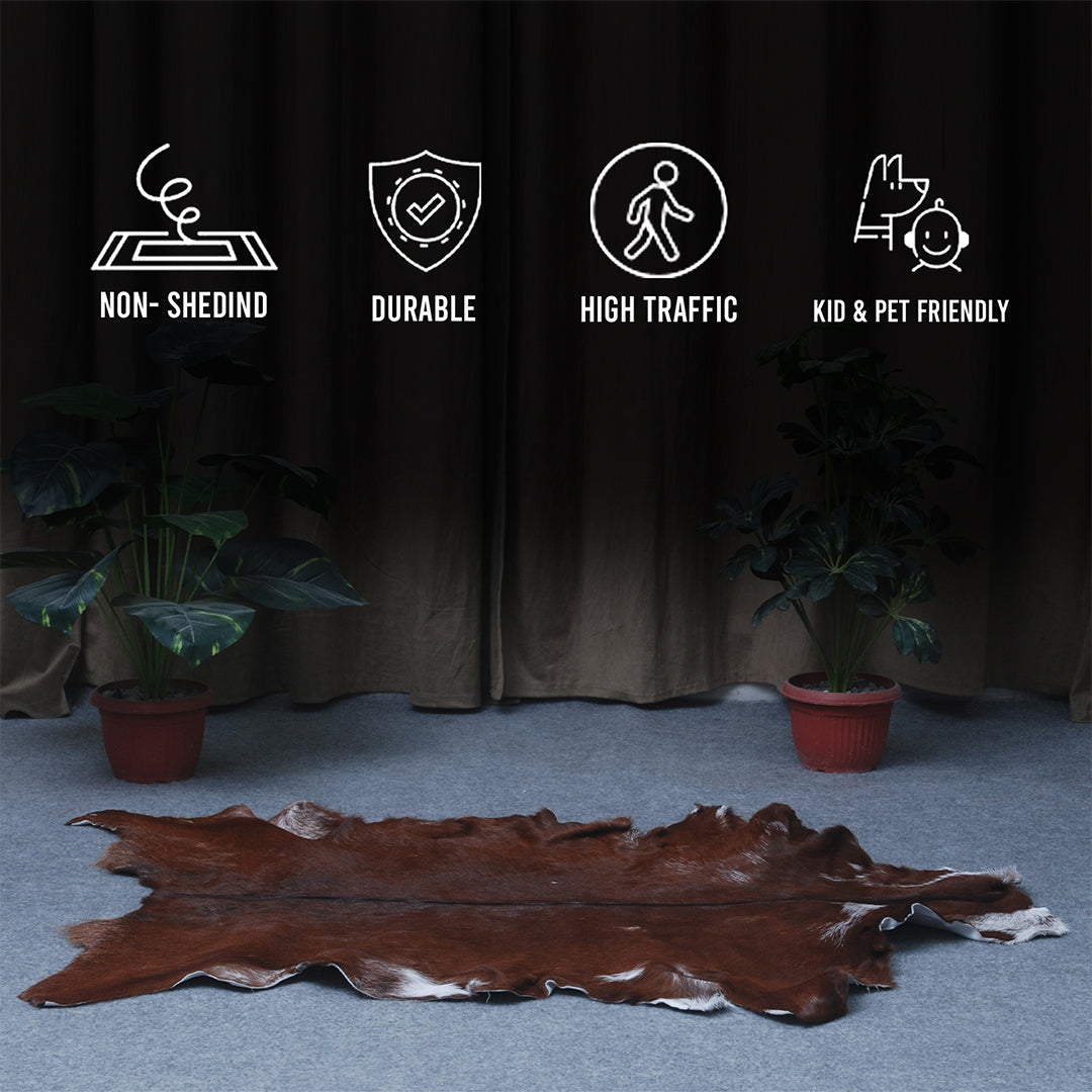 Premium Dark Brown Goat Skin Rug - Durable and Stylish Accent for Any Room