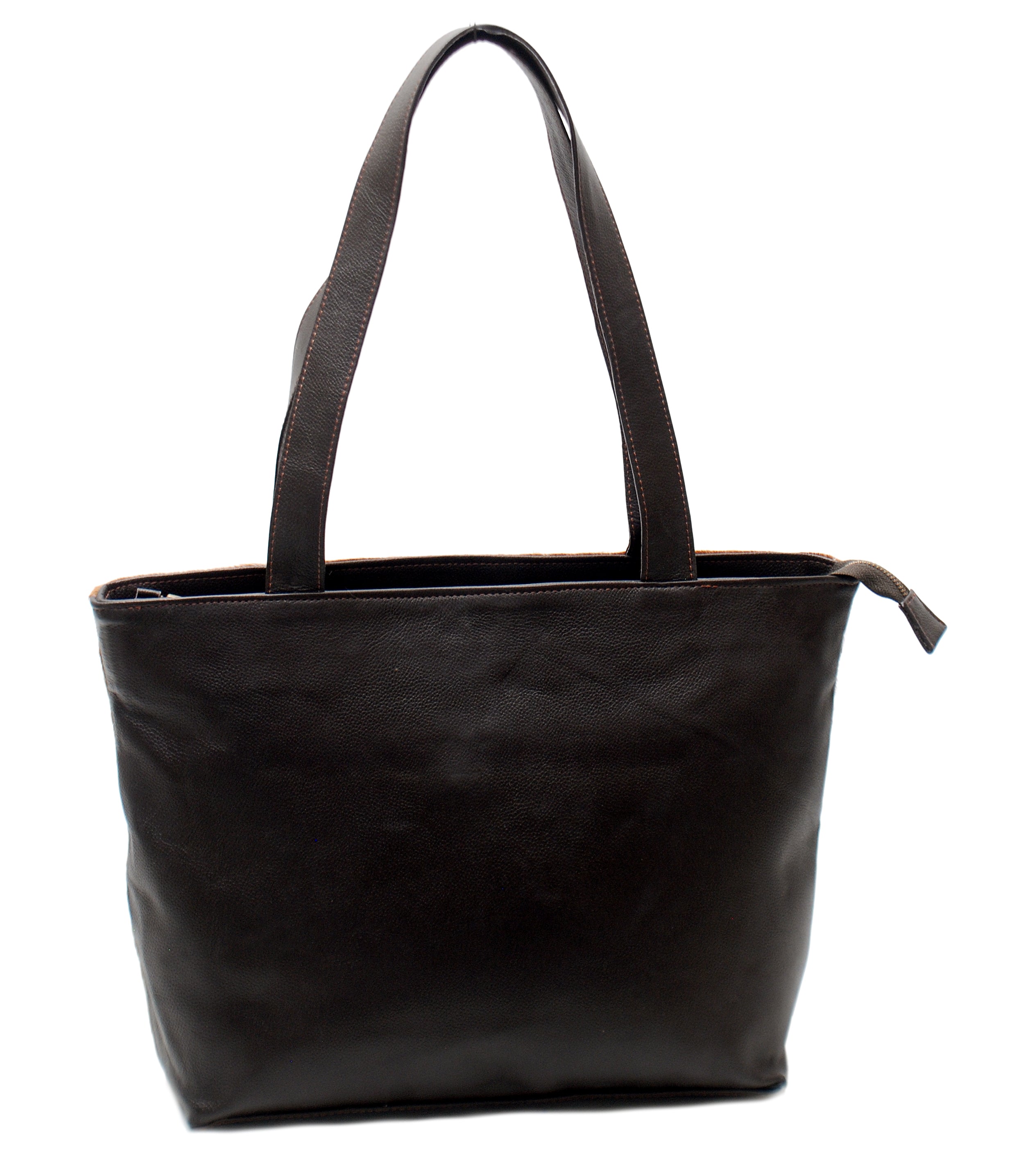 Stylish Brown & White Cowhide Shoulder Bag with Animal Print - Handmade Leather Tote for Women, Spacious - Fashionable Everyday Purse