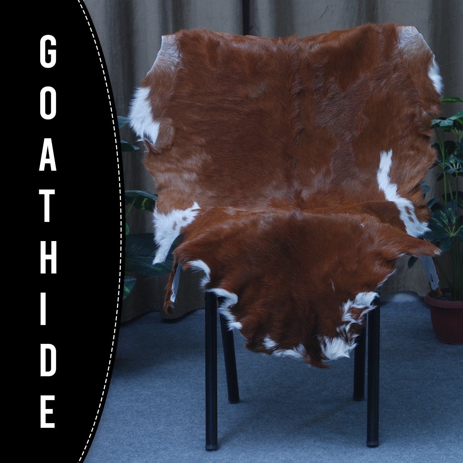 Handcrafted Dark Brown Goat Skin Rug - Genuine Leather for Luxurious Décor