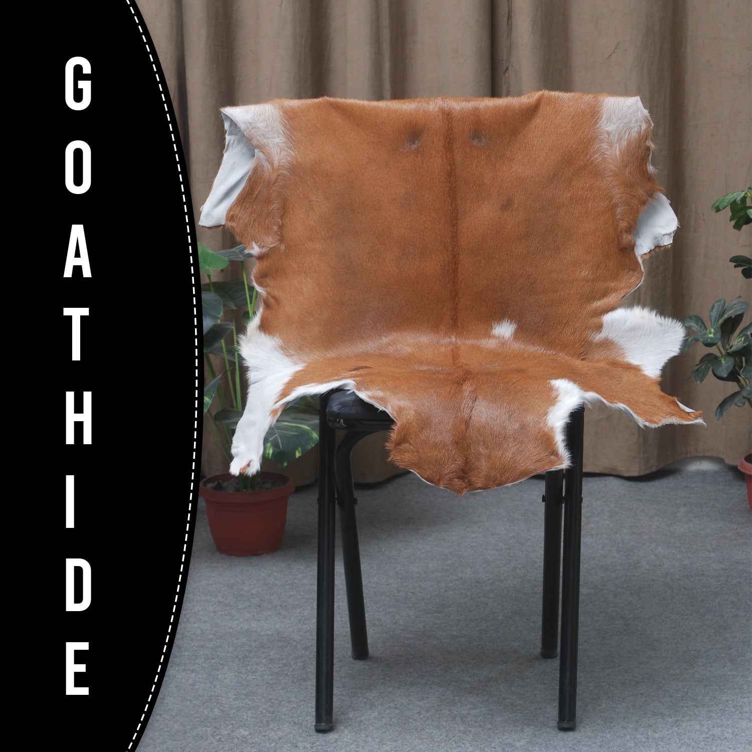 Natural Dark Brown Goat Hide Rug - Perfect for Modern and Rustic Spaces )