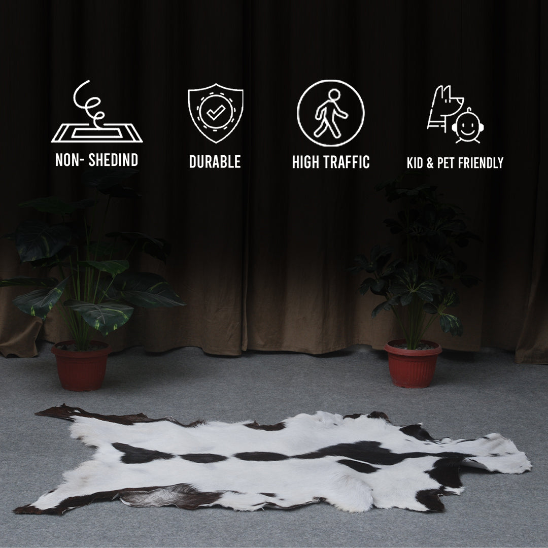 Hair-On Goat Skin Rug - Black and White Design for Unique Living Spaces