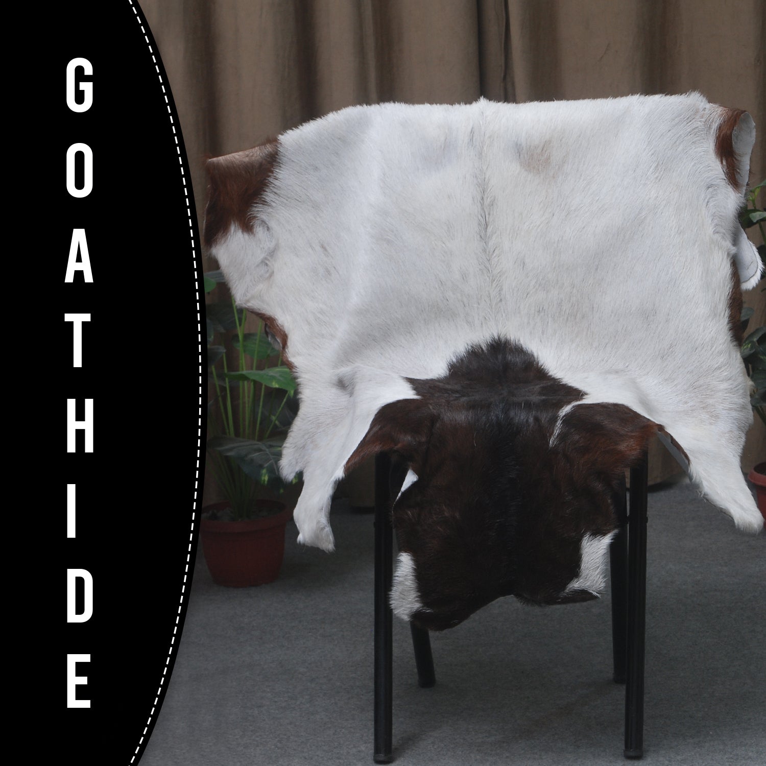 Premium Dark Brown Goat Skin Rug - Durable and Stylish Accent for Any Room