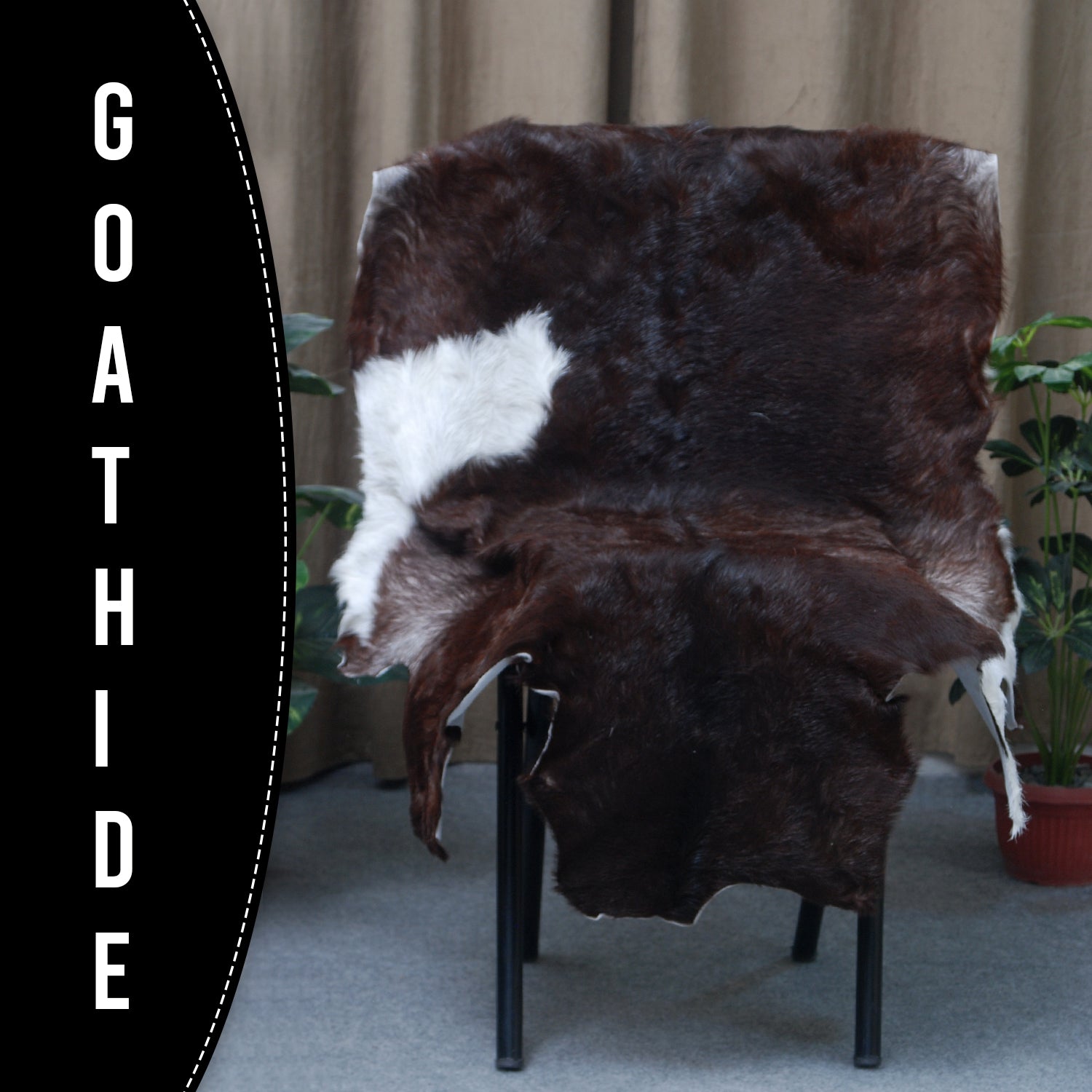 Stylish Black and White Goat Hide Rug - Unique Natural Pattern for Modern Homes