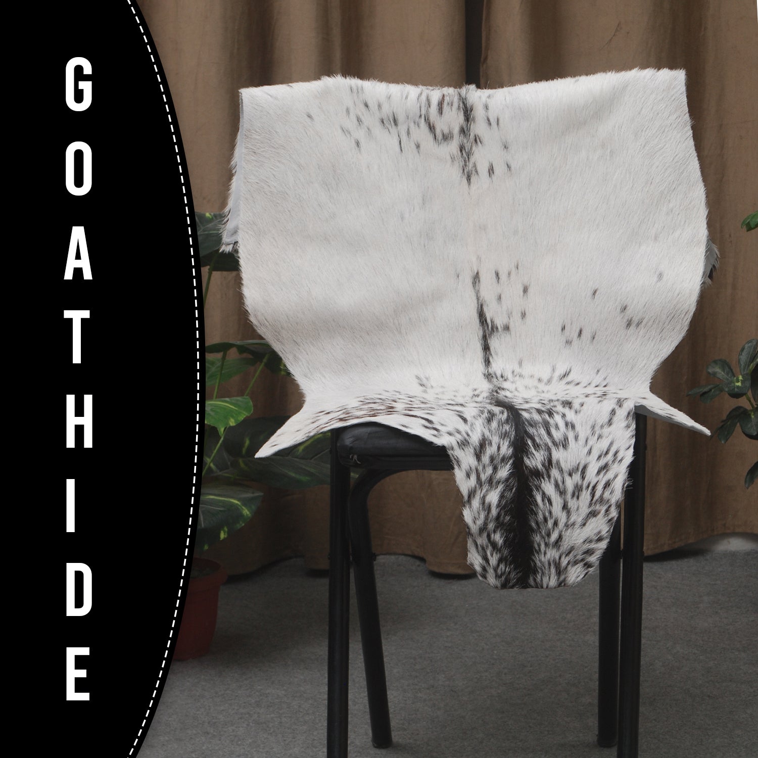 Stylish Black and White Goat Hide Rug - Unique Natural Pattern for Modern Homes