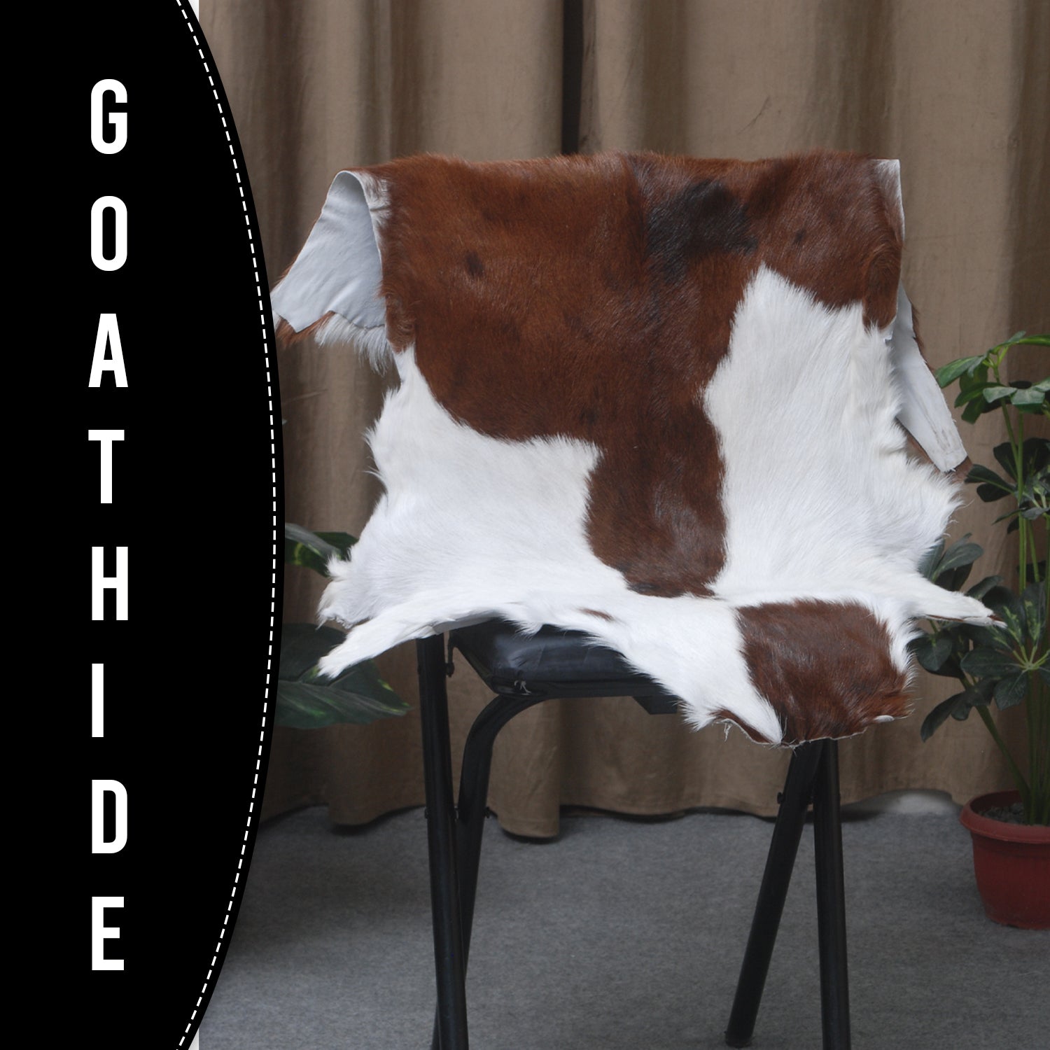 Natural Hair-On Dark Brown Goat Skin Rug - Elegant and Durable for Any Room