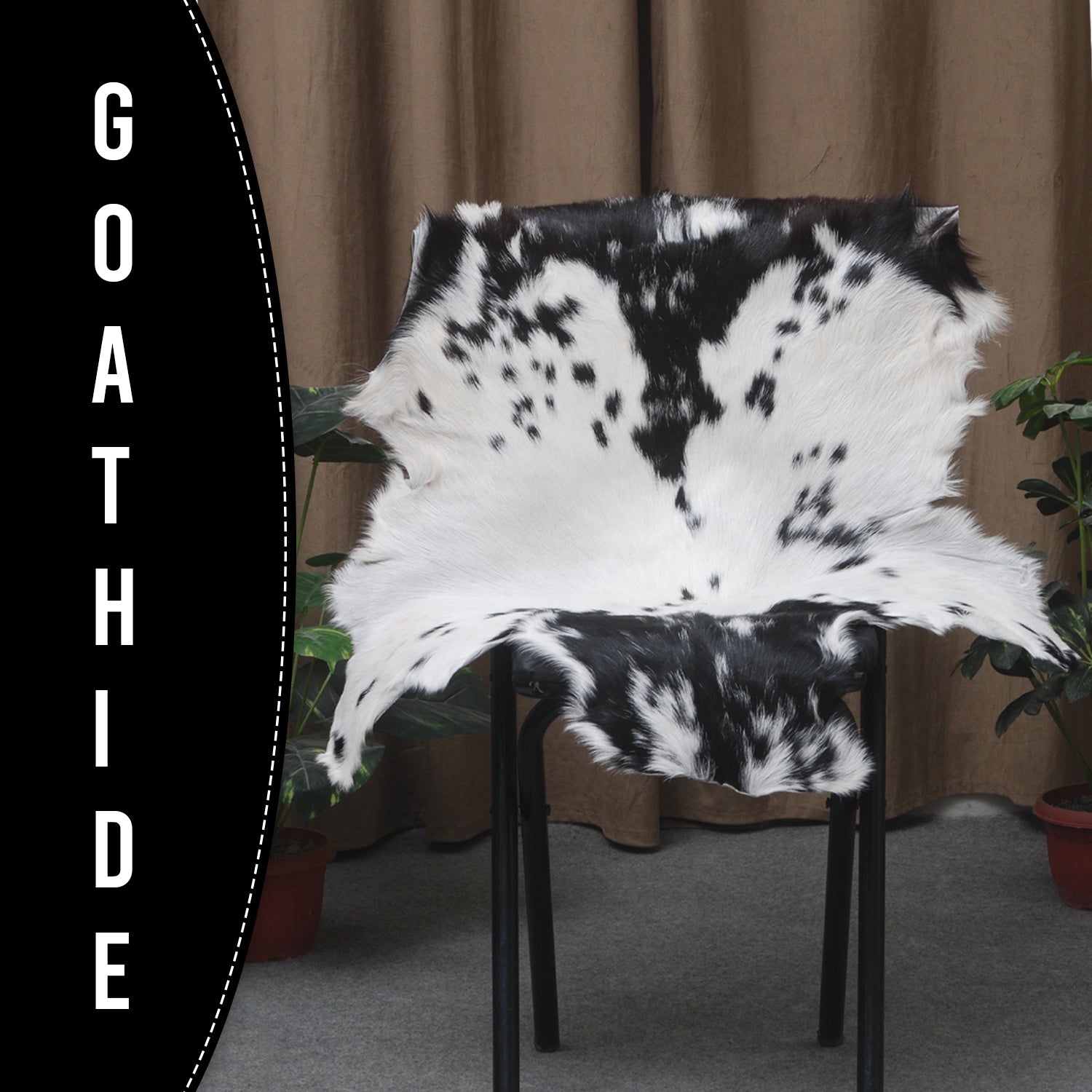 Stylish Black and White Goat Hide Rug - Unique Natural Pattern for Modern Homes