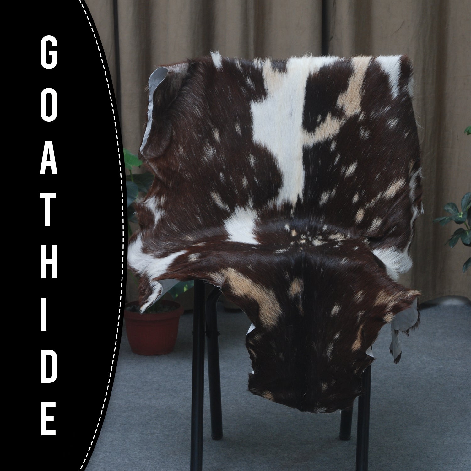 Tri-Color Handmade Goat Skin Rug – Unique Style for Your Home Décor