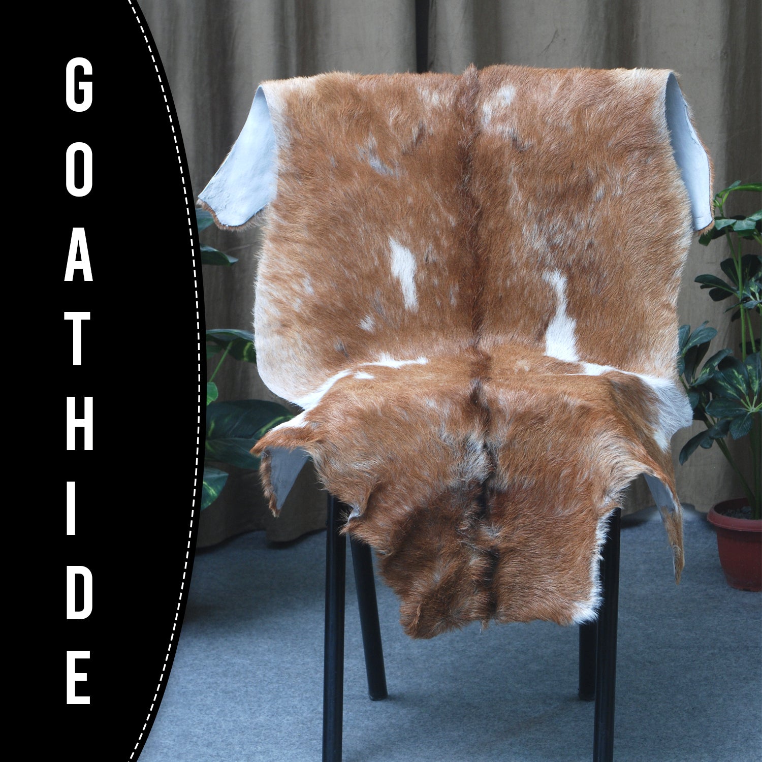 Elegant Brown and White Goat Hide Rug - Perfect Accent for Living Room or Bedroom
