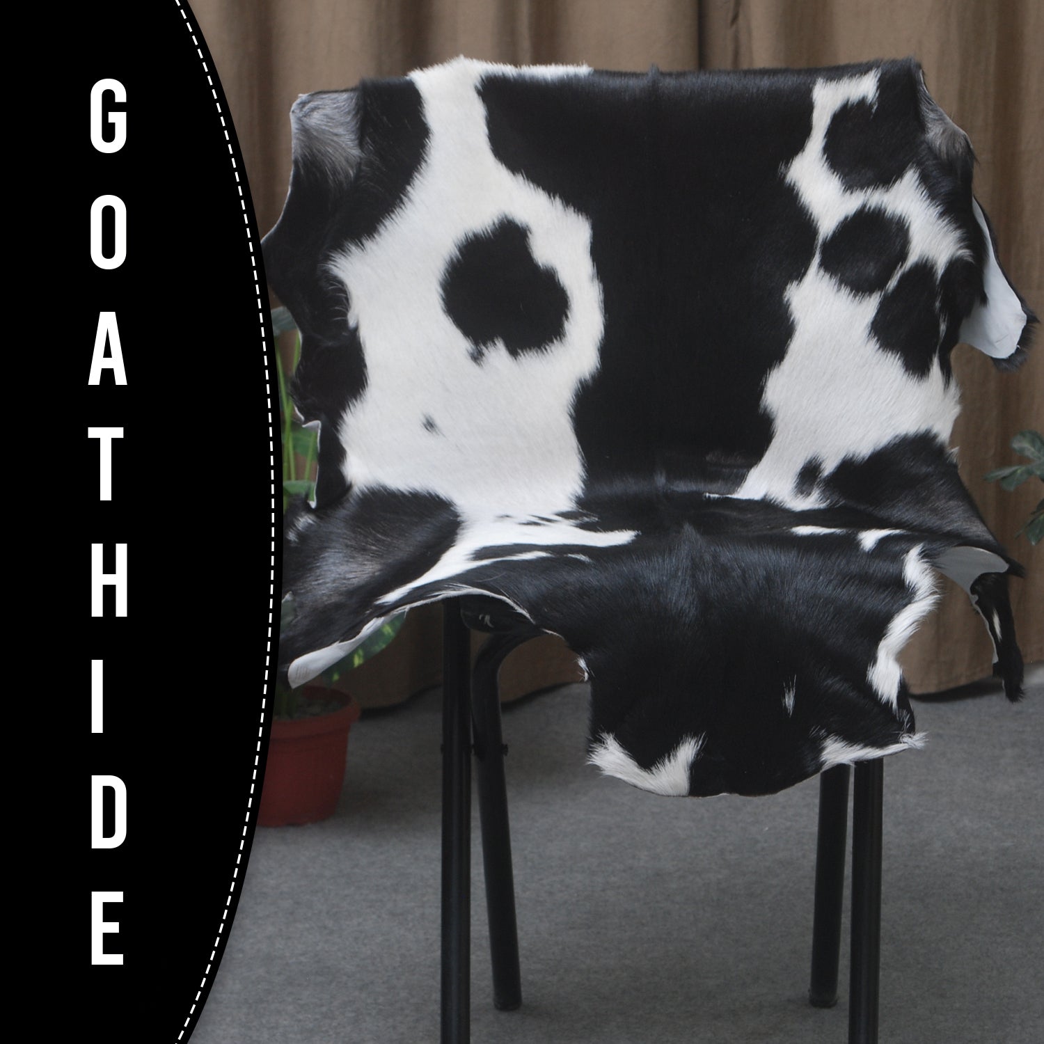 Goat Skin Rug, Black and white Handpicked for Quality, Unique Piece for Sale, Fast UK Delivery