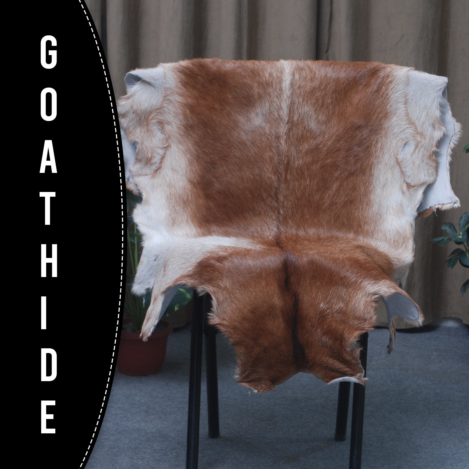 Handcrafted Dark Brown Goat Hide Rug - Soft, Natural Leather for Home Décor