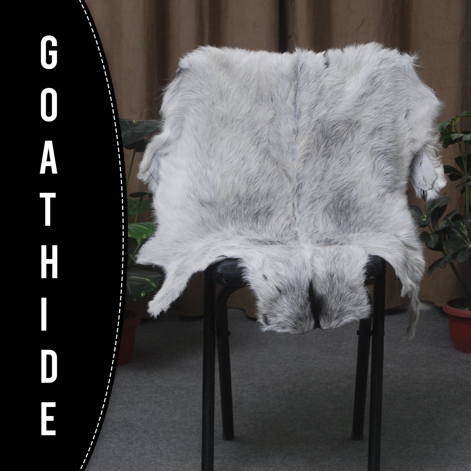 Grey and White Handmade Goat Skin Rug – Natural Luxury for Your Home