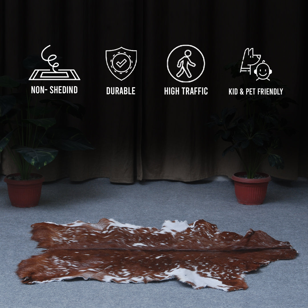 Natural Dark Brown Goat Hide Rug - Perfect for Modern and Rustic Spaces