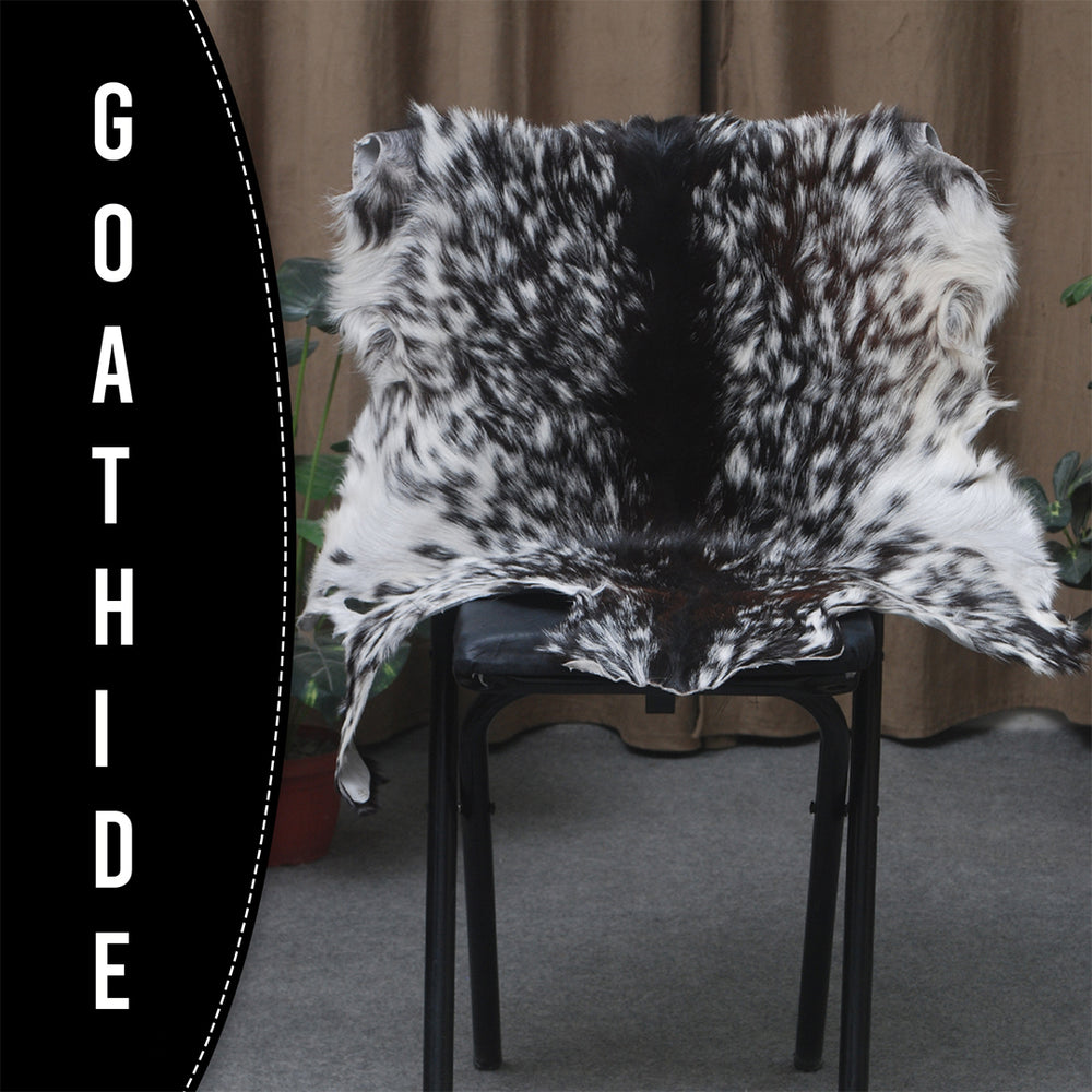 Stunning Luxury Black & White Goat Skin Rug - Handmade, Soft & Hypoallergenic, Non-shedding, Eco-friendly, Unique Colour Variations - Celestial Leather Limited
